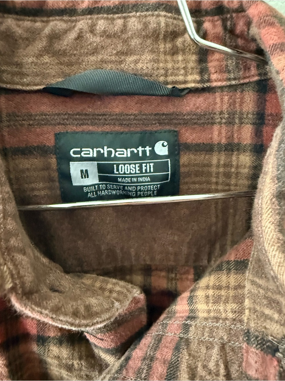 Carhartt Brown Plaid Button-Down Flannel Shirt - Picture 3 of 4